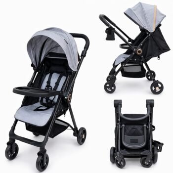 Poussette Bébé Kidilo – Gris Noir