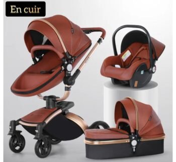 Poussette Bébé 3 en 1 Luxe Cuir